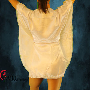 MKG Fashions Satin Wrapper Robe (White)